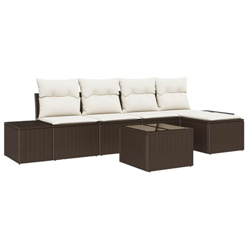 Homgoday 5-teiliges Garten Sofa Set mit Kissen Grau Poly Rattan Sofa Im Freien Model3347028