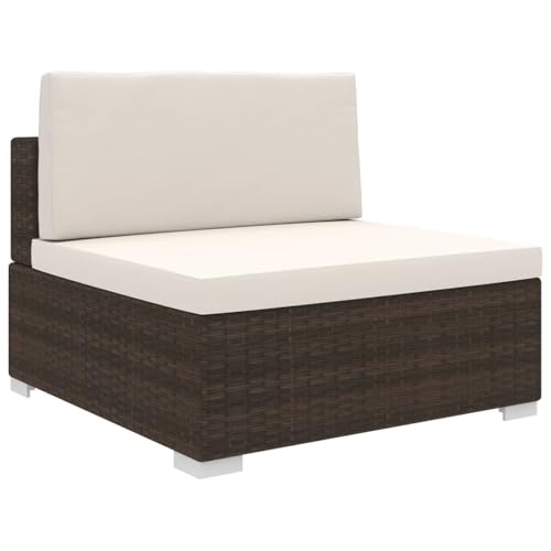 Gecheer Modular-Sofa-Mittelteil 1 STK. + Auflagen Poly Rattan Braun, Garten Sitzgruppe Esstisch Essgruppe Gartenmöbel Set für Balkon Terrasse Café-Bereich46793