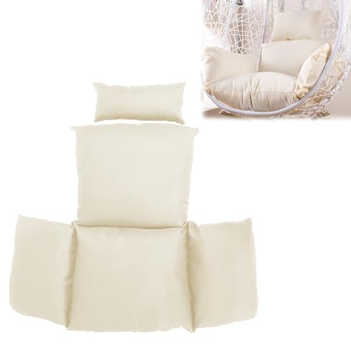 Hängesessel Kissen, Auflage für Polyrattan/Rattan Hängeschaukel 5pcs/Set,Sitzkissen Auflage Kissen für Hängesessel Sitzpolster Rückenpolster, Schaukel Korb Polster Hängekorb (cremeweiß)