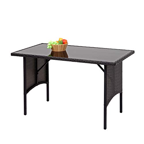 Mendler Poly-Rattan Esstisch HWC-G16AM, Esszimmertisch Gartentisch Tisch, Gastronomie 112x60cm - schwarz