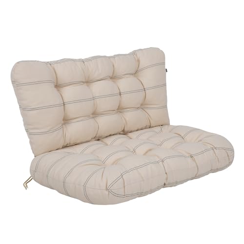 PATIO Gartensofa Polster 95 cm Marocco 2 TLG. Sitzkissen mit Rückenlehne Bankauflage Rattangarnitur mit Schnüren