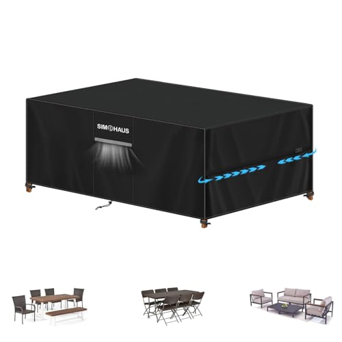 SIMPHAUS Abdeckung Gartenmöbel Abdeckplane Gartenmöbel Wasserdicht,Anti UV 420D Oxford Gewebe Schutzhülle Gartenmöbel Abdeckhaube für Gartenmöbel Lounge,Klapptisch,Rattan Couch,Balkonmöbel 180x90x75cm