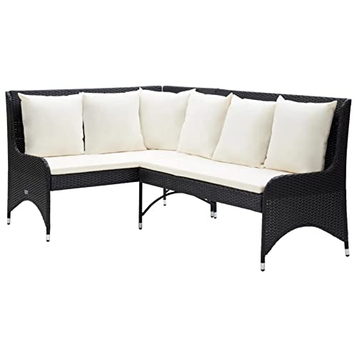 Faroom Garten-Ecksofa Poly Rattan Ecklounge, Lounge mit Ecksofa, Couchtisch, Eckbank Gartengarnitur Sitzgruppe Ecksofa Terrasse Sitzecke Eckgarnitur Schwarz