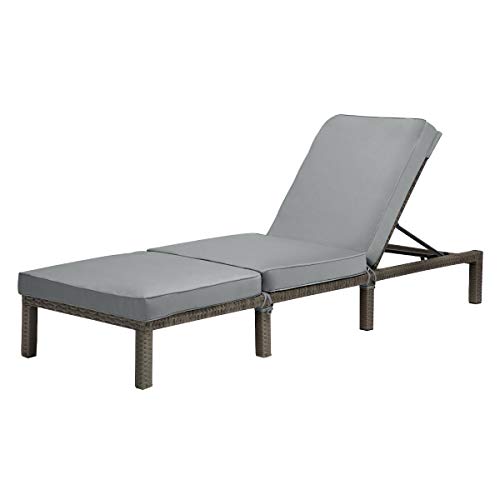 SVITA Peach Gartenliege Sonnenliege Polsterauflage Klappbar Polyrattan Grau