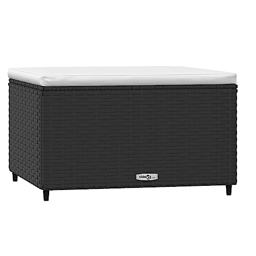 vidaXL Gartenhocker, Sitzhocker mit Kissen Stahlrahmen, Modular Hocker für Garten Terrasse, Fußhocker Gartenmöbel, Schwarz Poly Rattan