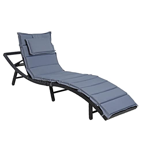ESTEXO Polyrattan Gartenliege XXL Strandliege Freizeitliege Rattan Liege Relaxliege Schwarz