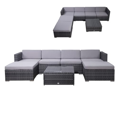 SVITA Lugano Garten-Lounge Polyrattan Garten-Set Sofa-Set Garnitur Gartenmöbel Couch-Set Grau