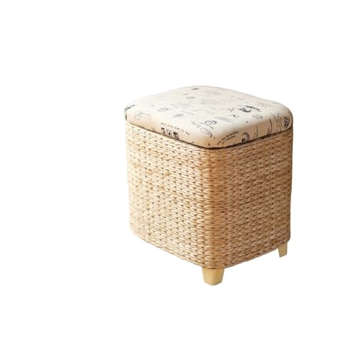  Wäschekorb   Gepolsterte Aufbewahrungsbox mit Deckel, Natur Hocker für Badezimmer, Flur Bank, Wäschekorb und Sitz