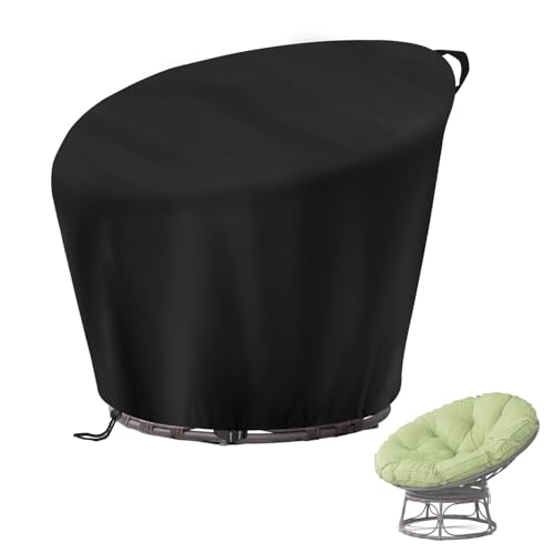 Velfree Papasansessel Abdeckung,Loungesessel Abdeckplane Wasserdicht UV-beständige Winddicht Rattansessel Abdeckung für Schaukelstuhl Wohnzimmer und Outdoor Drehsessel Staubschutzhülle - 119x89/46cm