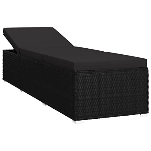 vidaXL Sonnenliege Auflage Gartenliege Relaxliege Strandliege Liegestuhl Liege Gartenmöbel Rattanmöbel Poly Rattan Schwarz