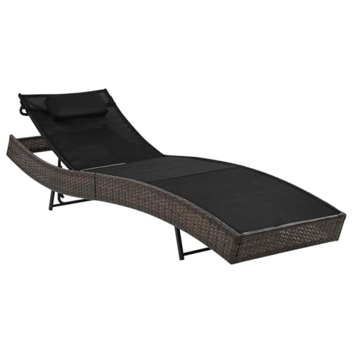 Homgoday Gartenliege Braun & Schwarz, 213x70x(40 91,5), für Pool & Terrasse   PE + Textilene + Stahl Gartenstühle, Gartenmöbel Model44716
