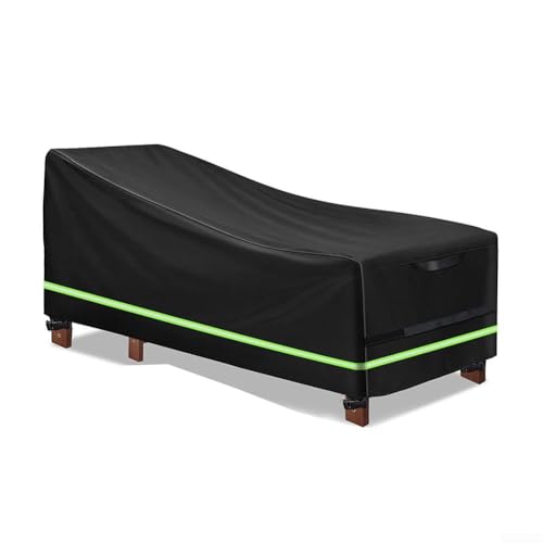 Cushteg Gartenliegenabdeckung, 420D Oxford-Gewebe, wasserdicht mit reflektierenden Streifen und winddichten Schnallenriemen, Outdoor-Möbelschutz für Sonnenliegen, Liegestühle und Rattan-Sets