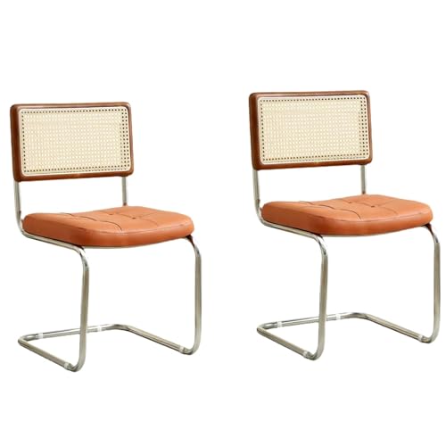 Konferenzstuhl aus Weben, stilvoller freischwingender Büro  Esszimmer Gästestuhl mit Golfschaum PU Sitzkissen (2er Set) – perfekt für Konferenz  Wartezimmer