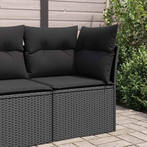 INLIFE Garten Kissen Schwarz Poly Rattan,Möbel,Gartenmöbel,Gartensi tzmöbel,Gartensofas,Schwarz,9.8 KG,365962
