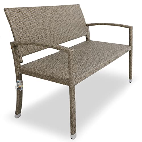 Casaria® Gartenbank Sitzbank Wetterfest Kunststoff 320kg Belastbarkeit Rückenlehne 122x58cm Garten Balkon Terrasse Bank Ergonomisch Polyrattan Creme