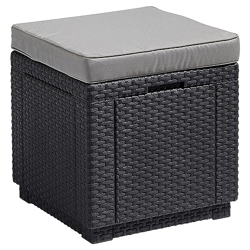 Allibert Garten Hocker Cube mit Kissen, Grau