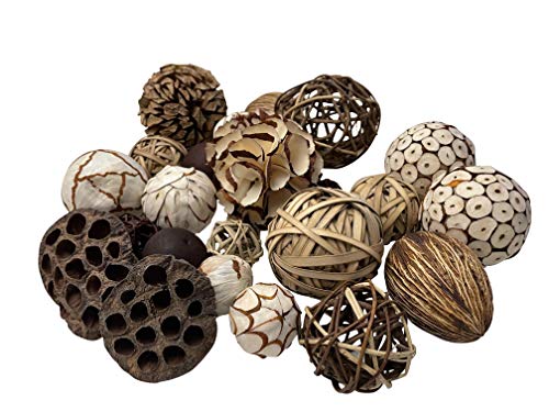 khevga Tischdeko Dekokugeln Natur Dekobälle Rattanbälle 25 Teile – Deko Set aus Naturmaterialien für stilvolle Tischdekoration, Vintage-Deko, Boho-Dekoration und kreative Bastelideen