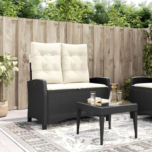 Festnight Gartensofa Hochlehner Verstellbar Balkon Sofa Gartenbank Rattan Sofa 2 Sitzer Gartensessel Balkonsofa Balkonmöbel Kleiner Balkon Couch Sessel Stuhl Wetterfest Gartenstuhl Rattansofa