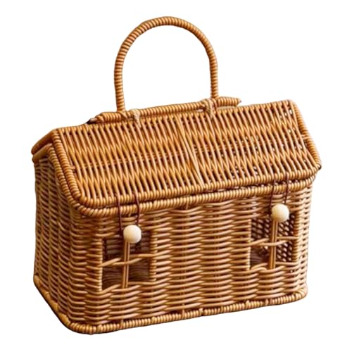 Rattan Aufbewahrungskorb | Kreativer Organizer Rustikale Deko,Rattan Körbe Mit Deckel Zum Organisieren,Für Schrank Speisekammer Wäsche Kinderzimmer Spielzeug Toilettenartikel Snack Camping Picknick