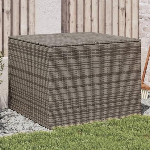 Hommdiy Gartenbox Auflagenbox Kissenbox Kiste Gartentruhe Truhe Box Aufbewahrungsbox Auflagenkiste Garten Poly Rattan Grau 80 x 75 x 59 cm