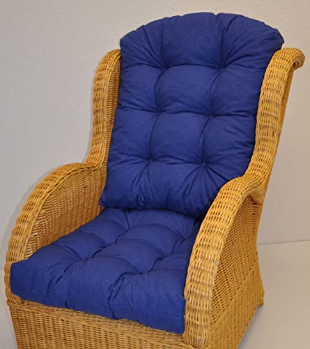Premium Qualität - Polster/Kissen/Ersatzpolster für Rattan Ohrensessel/Rattansessel, Color Blue Marino (dunkelblau)