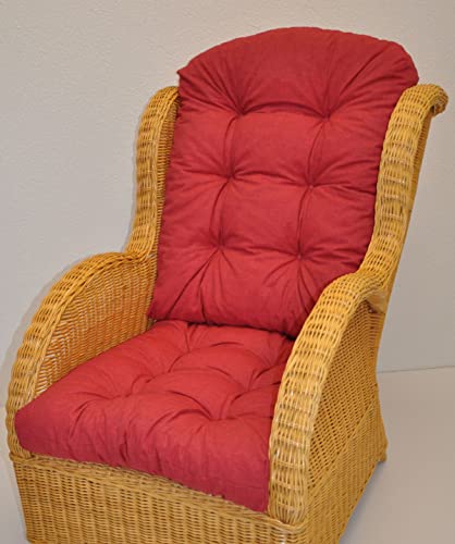 Premium Qualität - Polster/Kissen/Ersatzpolster für Rattan Ohrensessel/Rattansessel, Colore Rosso (rot)