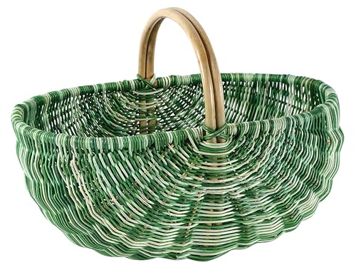 Kobolo Einkaufskorb geflochten Korb Rattankorb - multicolor grün - 50x35x23 cm