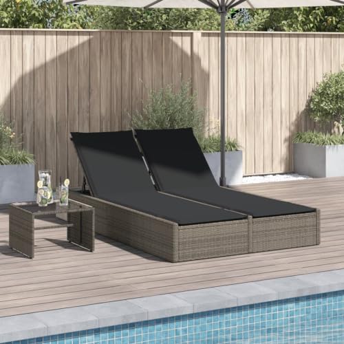 Festnight Doppel Sonnenliege 2 Personen Garten Doppelliege Outdoor Liege Garten Rattan Gartenliege Wetterfest Rattanliege mit Auflagen Gartenbett Sonnenbett Lounge Liege Outdoor Liegestuhl