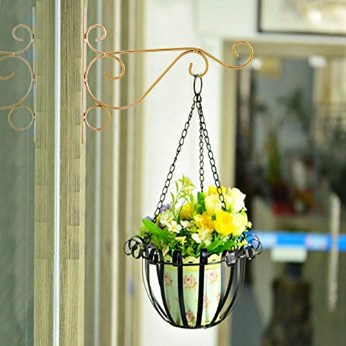  Im Freien Blumenpothalter Stabiler Eisenpflanzenhalter, Ideal für Pflanzen und Windspiele, Farbe, Eisen/Schwarz/9,8*8.3in