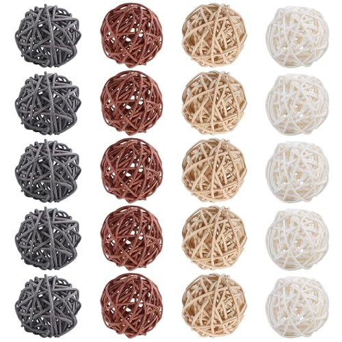 HAOBIN 20 Stück aus Weide, dekorativ, handgewebt, 3 cm, mehrfarbig, perfekt für Hochzeiten und Heimdekoration