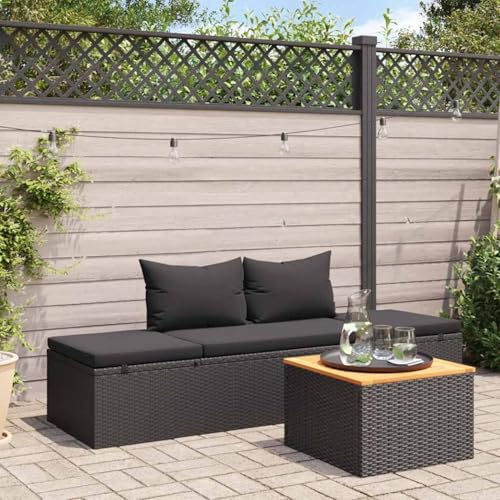 Homgoday Poly Lounge Bett | verstellbaren Seiten | Schwarz | 195 x 60 x 60 cm | für Balkon, Terrasse oder Campingplatz Gartenstühle, Gartenmöbel Model46224