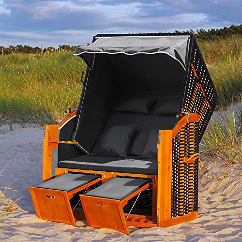 Swing & Harmonie LED   XXL   118cm inkl. Abdeckcover Luxus Volllieger Solarmodul Ostsee Sonneninsel Möbel Polyrattan (anthrazit)