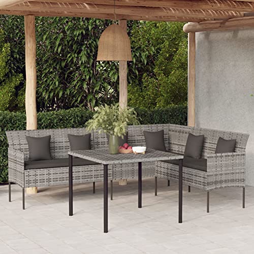 Festnight gartensofa l Form Ecksofa Lounge Gartenmöbel Ecklounge Ecksofa Balkon Lounge Klein Sitzgruppe Gartenmöbel Outdoor Sofa Garten Balkon Terrasse Outdoor-Sofa + Tisch