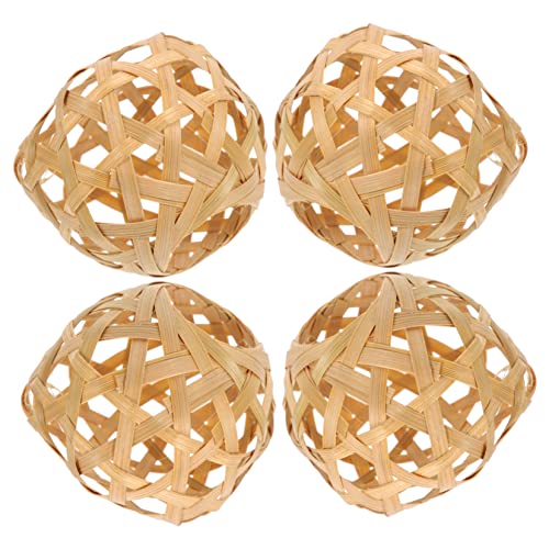 INOOMP 4stücke Handgewebter Rattan Lampenschirm Rustikale Laternen Dekoration Für Schlafzimmer Wohnzimmer Büro Handgemacht Atmungsaktiv Stilvolle Raumbeleuchtung