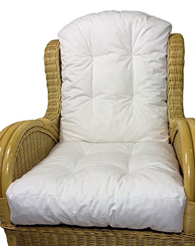 Rattani - Polster/Kissen/Ersatzpolster für Rattan Ohrensessel/Rattansessel, Fb. Bianco - Made in EU