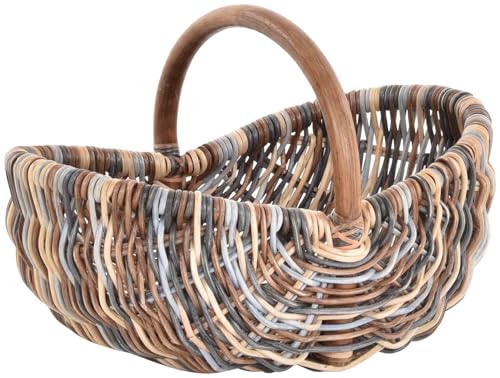 /Bügelkorb/Shopper aus echtem, Henkel  Trage Korb leicht und stabil (Mehrfarbig (Blau, Braun, Creme))