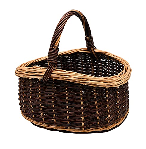MyBer® Einkaufskorb Rattankorb Weidenkorb Korb geflochten 41/33/21(38) cm. Stabiler Tragekorb aus Weide K1-202