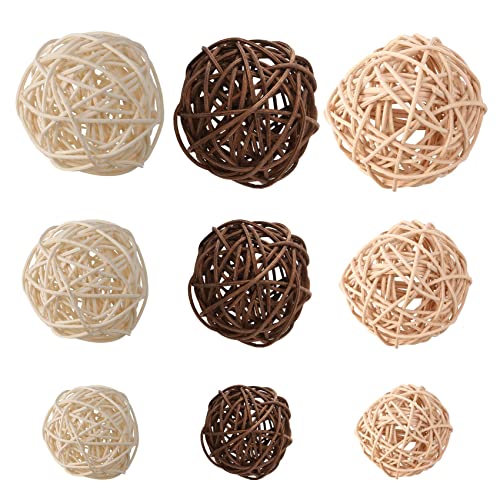 Nagoyuki 21 StüCke/Lot Gemischt 3 Farben Rattan Balls Vase FüLlstoffe für Hochzeits Feier Weihnachts Dekoration, Sortiert DREI GrößEn (3 cm / 5 cm / 7 cm)