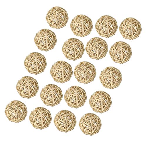 Sharplace 20 Stück Rattan Dekokugeln Ø3cm, Natur Beige, Handgefertigt