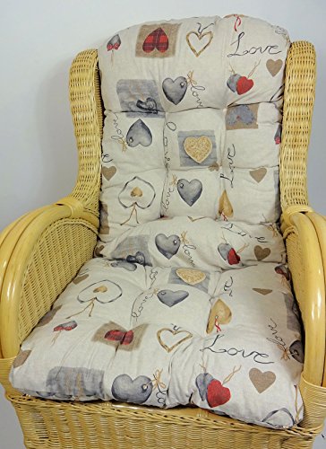 Rattani - Polster/Kissen/Ersatzpolster für Rattan Ohrensessel/Rattansessel, Fb. Mirha Leinen Love - Made in EU