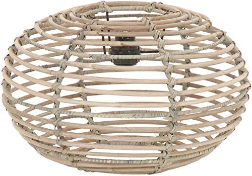  Retro aus echtem für E 27 Fassungen, Gestäbter Design Schirm für Deckenlampen/Deckenleuchten/Hängel ampen (Rund Ø40cm) (Grau Natur)