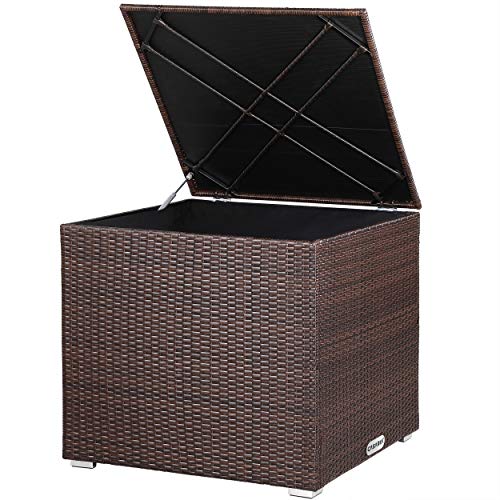 Casaria® Kissenbox 318 L Garten Aufbewahrungsbox Polyrattan Braun