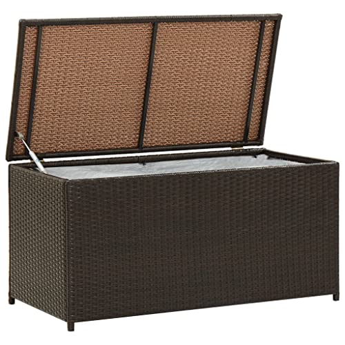 vidaXL Gartenbox Auflagenbox Kissenbox Kiste Gartentruhe Box Aufbewahrungsbox Auflagenkiste Garten Poly 100x50x50cm Braun