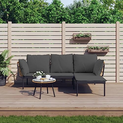 Festnight Balkon Lounge Klein L Form Ecklounge Gartenlounge Set Rattan Metall Lounge Möbel Outdoor Balkonmöbel Kleiner Balkon Sofa Terrassenmöbel Gartenmöbel Loungemöbel Ecksofa