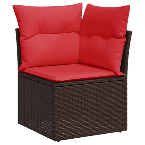 Homgoday Garten-Ecksofa mit Kissen Braun Poly Rattan Sofa M?belzubeh?r Model366225