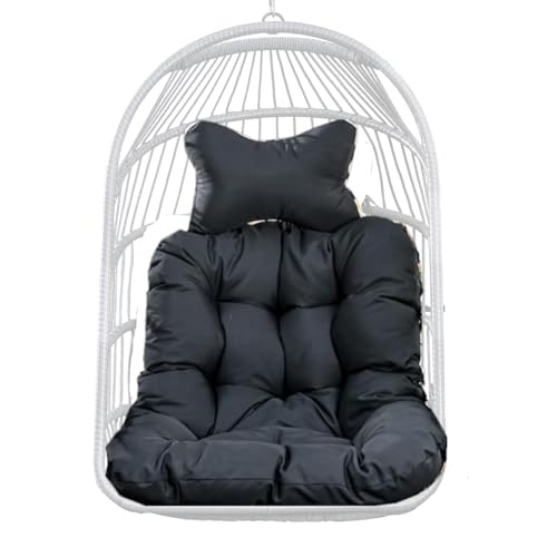Mojia Hängesessel Kissen, Auflage für Polyrattan/Rattan Hängeschaukel Outdoor, Polster, Hängekorb, Sitzkissen Polster für Hängesessel, Schaukelkissen Rückenkissen 75x100cm (Schwarz)