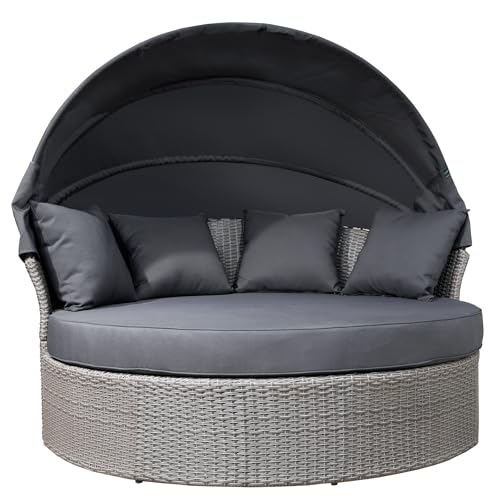 Riess Ambiente Outdoor Sonneninsel - Playa Living - 165cm - grau - Polyrattan Aluminium - inkl. Kissen wetterfest