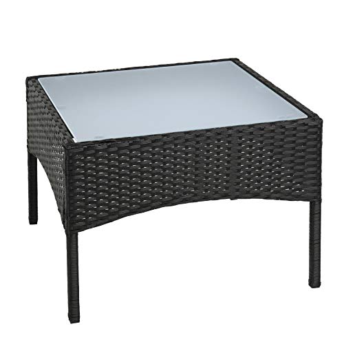 ESTEXO Polyrattan Beistelltisch Rattan Tisch Gartentisch Balkontisch Loungetisch Möbel (Schwarz)