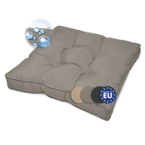Beautissu Lounge Kissen Outdoor 70x70x10 cm   Wetterfestes Sitzkissen für Gartenmöbel, Loungemöbel, Möbel   Schmutzabweisendes Polster für Gartenstuhl   Sitzpolster Grau