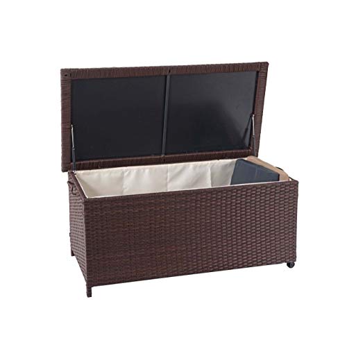 Mendler Poly Kissenbox HWC D88, Gartentruhe Truhe Premium, 51x100x50cm 170l   braun